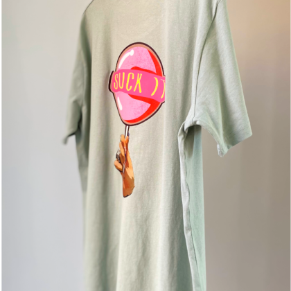 T-shirt "Suck-it" vert d'eau
